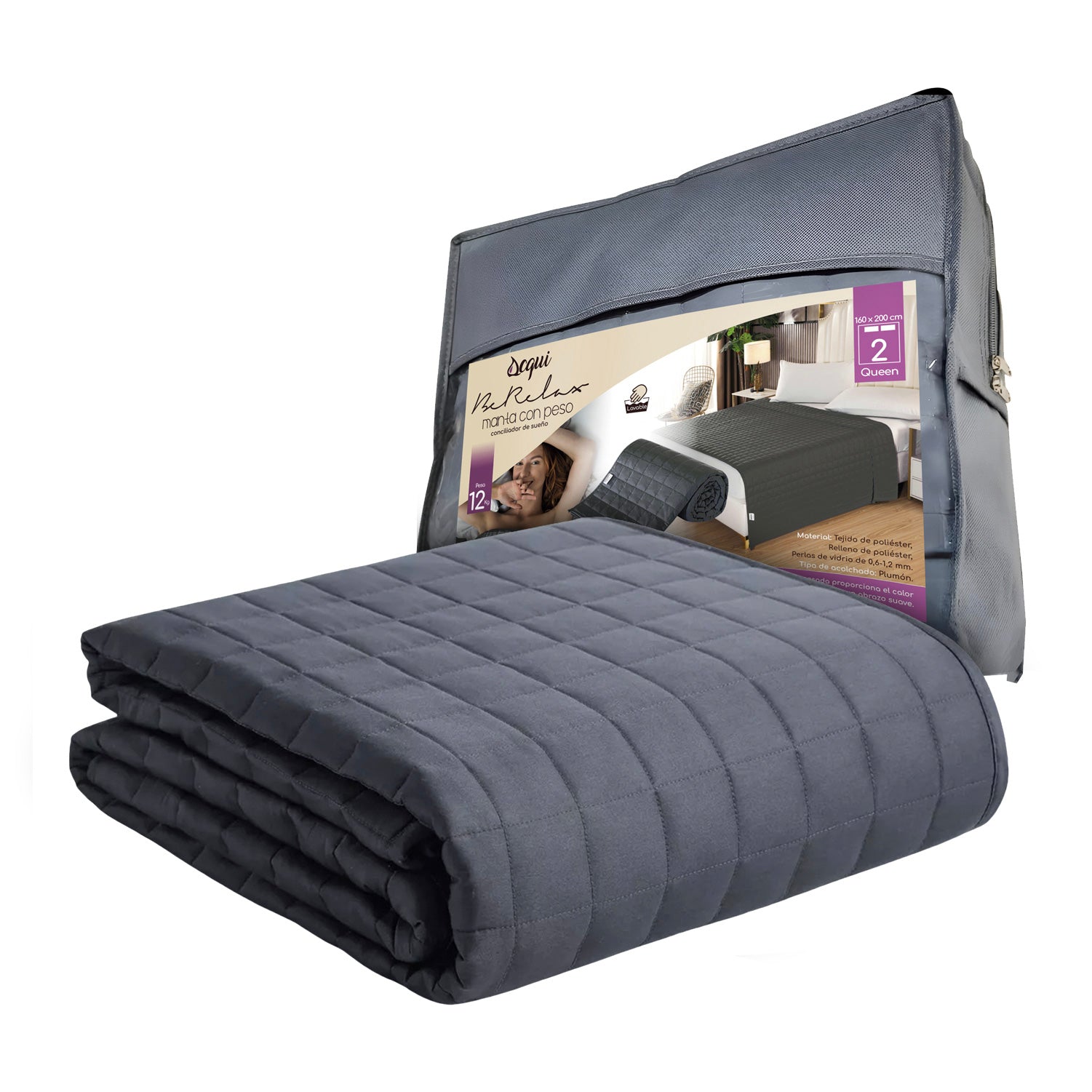 Manta De Gravedad Pesada Queen 12kg Trastorno Sueño Acqui