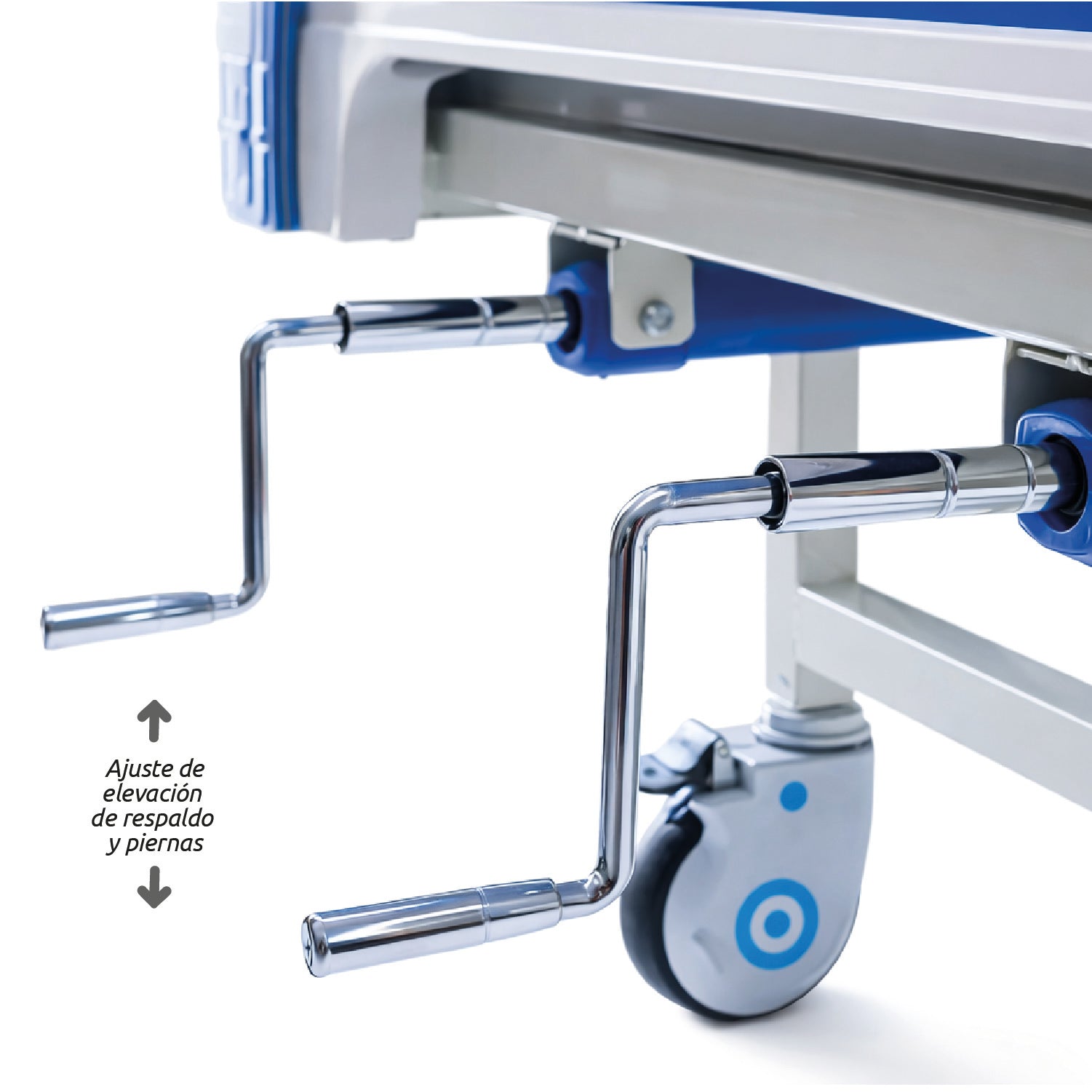 Catre Clínico con Barandas Colchón Porta Suero y Ruedas Reforzadas Acqui